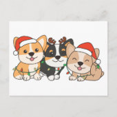 Corgi-kerstdieren klinkende honden feestdagenkaart (Voorkant)