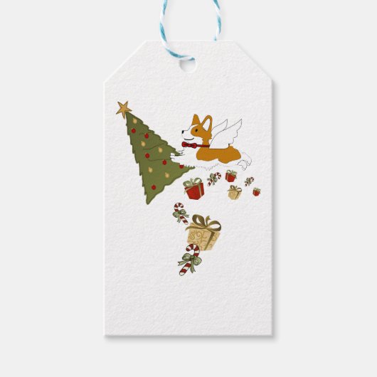 Corgi kerstengel - Santa Paws Cadeaulabel (Voorkant)