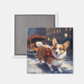 Corgi Kerstfeest Seizoen Magneet (Voorkant / Achterkant)