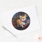 Corgi Kerstfeest Seizoen Ronde Sticker (Envelop)