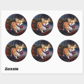 Corgi Kerstfeest Seizoen Ronde Sticker (Vel)