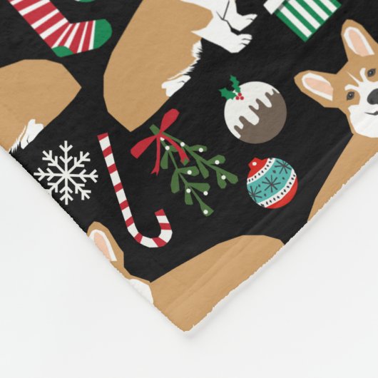 Corgi kerstgeblanket fleece deken (Hoek)