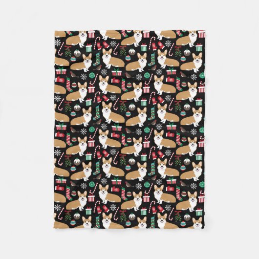 Corgi kerstgeblanket fleece deken (Voorkant)