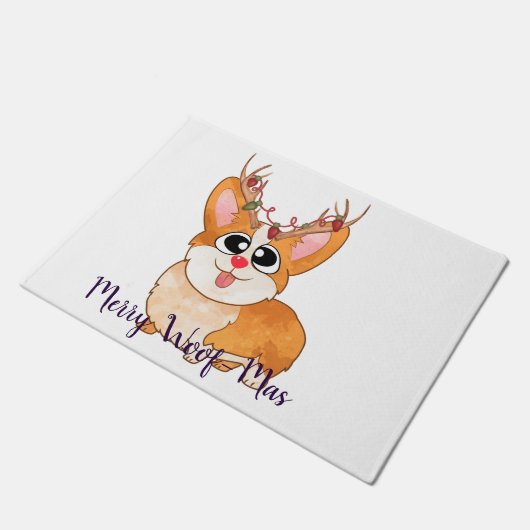 Corgi, kersthond, grappige Cartoon Deurmat (Schuin)