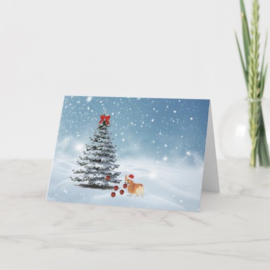 Corgi Kerstkaart Feestdagen Kaart (Voorkant)