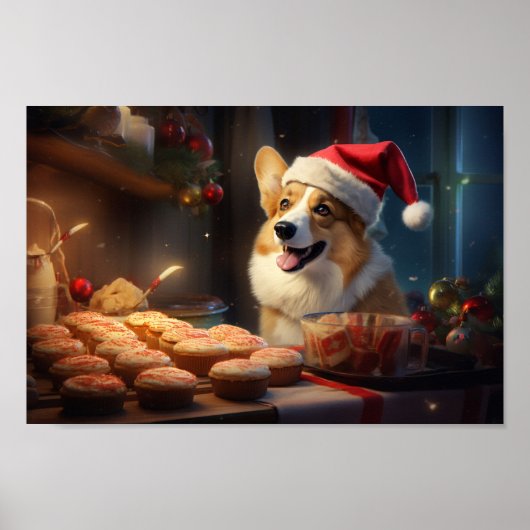 Corgi Kerstkoekjes Feestelijke vakantie Poster (Voorkant)