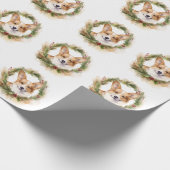 Corgi Kerstkrans feestelijke pup Cadeaupapier (Hoek)