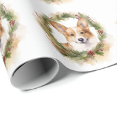 Corgi Kerstkrans feestelijke pup Cadeaupapier (Rol Hoek)