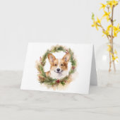 Corgi Kerstkrans feestelijke pup Kaart (Gele Bloem)