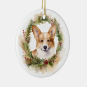 Corgi Kerstkrans feestelijke pup Keramisch Ornament (Rechts)