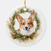 Corgi Kerstkrans feestelijke pup Keramisch Ornament (Achterkant)