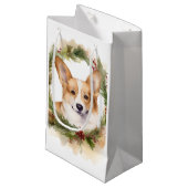 Corgi Kerstkrans feestelijke pup Klein Cadeauzakje (Voorkant Gekanteld)