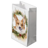Corgi Kerstkrans feestelijke pup Klein Cadeauzakje (Achterkant Gekanteld)