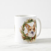 Corgi Kerstkrans feestelijke pup Koffiemok (Voorkant rechts)