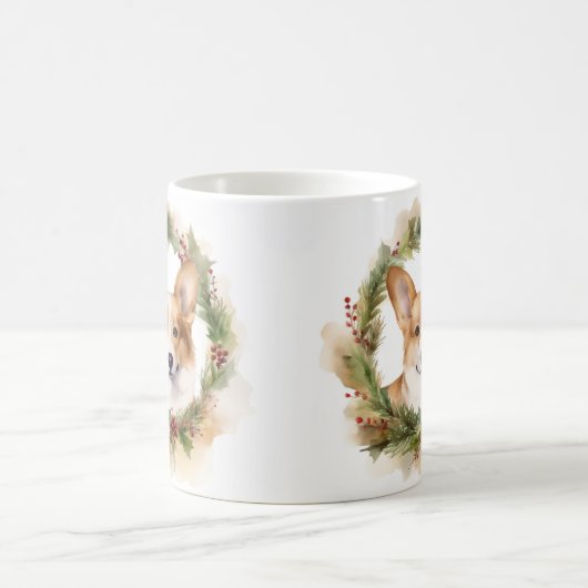 Corgi Kerstkrans feestelijke pup Koffiemok (Center)