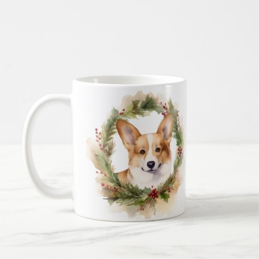 Corgi Kerstkrans feestelijke pup Koffiemok (Links)