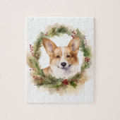 Corgi Kerstkrans feestelijke pup Legpuzzel (Verticaal)