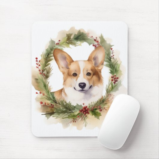 Corgi Kerstkrans feestelijke pup Muismat (Met muis)