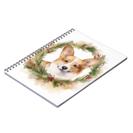Corgi Kerstkrans feestelijke pup Notitieboek (Linkerzijde)