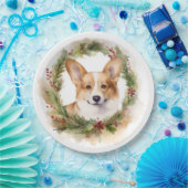 Corgi Kerstkrans feestelijke pup Papieren Bordje (Feest)
