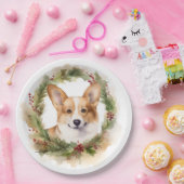 Corgi Kerstkrans feestelijke pup Papieren Bordje (Feest)