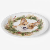Corgi Kerstkrans feestelijke pup Papieren Bordje (Gekanteld)