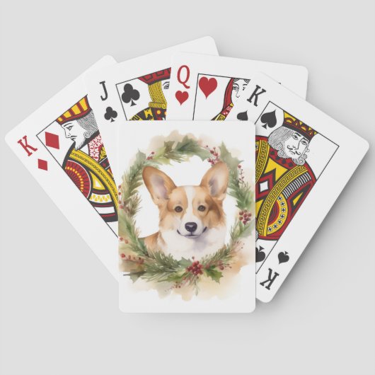 Corgi Kerstkrans feestelijke pup Pokerkaarten (Achterkant)