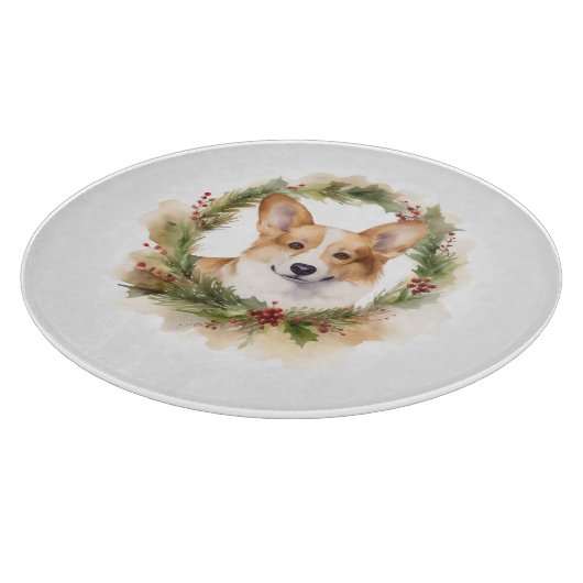 Corgi Kerstkrans feestelijke pup Snijplank (Hoek)