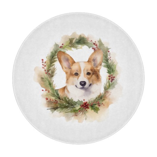 Corgi Kerstkrans feestelijke pup Snijplank (Voorkant)