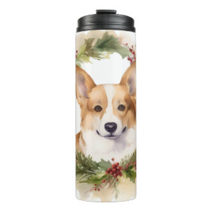 Corgi Kerstkrans feestelijke pup Thermosbeker
