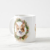 Corgi Kerstkrans Festieve Pup Koffiemok (Voorkant links)