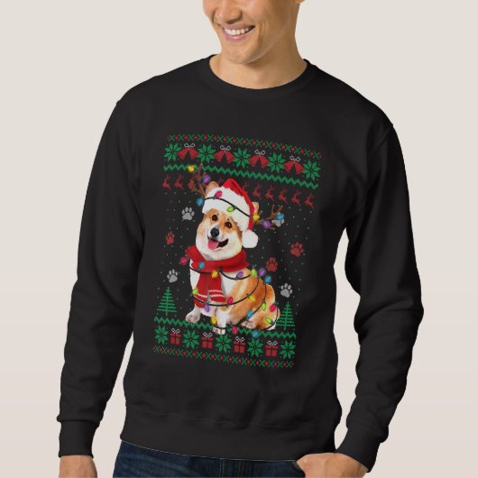 Corgi kerstlampjes Santa Dog Ugly Sweater (Voorkant)