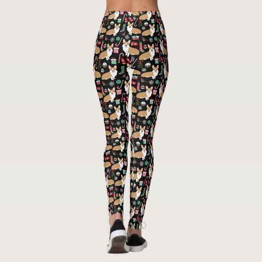 Corgi-kerstLeggings - zwart Leggings (Achterkant)