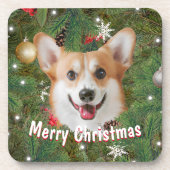 Corgi Kerstmis Bier Onderzetter (Voorkant)