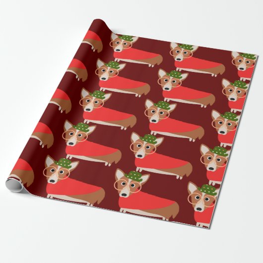 Corgi Kerstmis Cadeaupapier (Uitgerold)