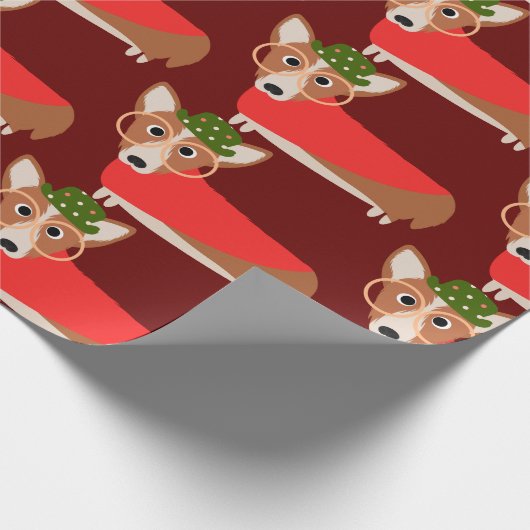 Corgi Kerstmis Cadeaupapier (Hoek)
