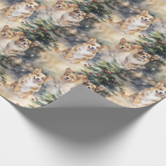 Corgi Kerstmis Cadeaupapier (Hoek)