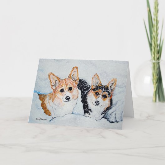 Corgi Kerstmis Feestdagen Kaart (Voorkant)