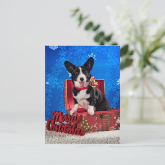 Corgi Kerstmis Feestdagenkaart (Staand voorkant)
