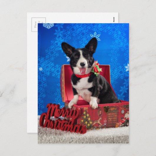 Corgi Kerstmis Feestdagenkaart (Voorkant / Achterkant)