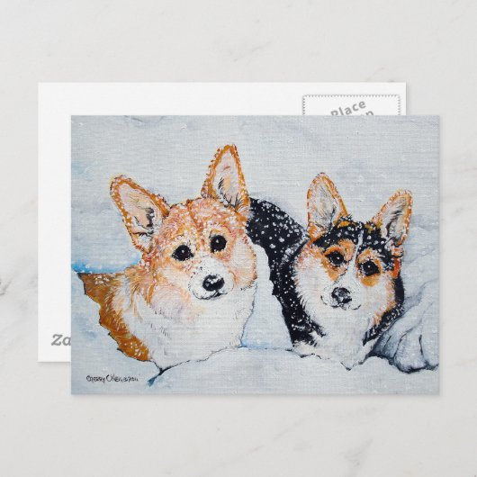 Corgi Kerstmis Feestdagenkaart (Voorkant / Achterkant)