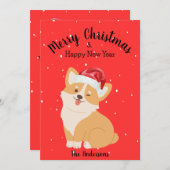Corgi Kerstmis Feestdagenkaart (Voorkant / Achterkant)
