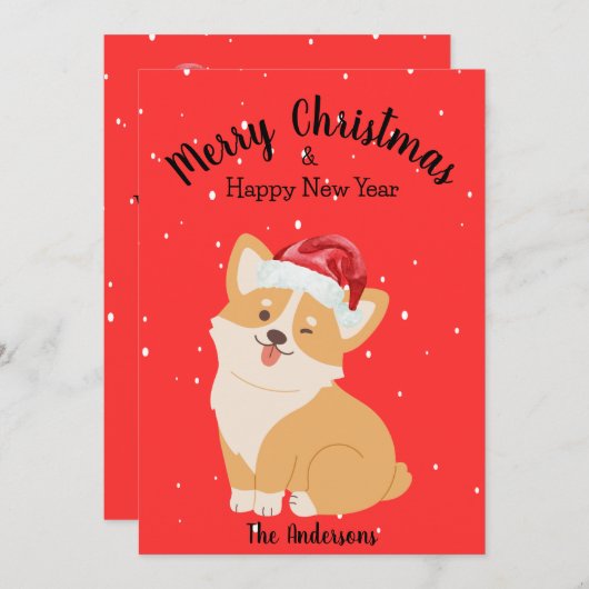 Corgi Kerstmis Feestdagenkaart (Voorkant / Achterkant)