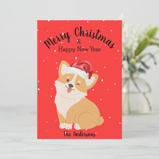 Corgi Kerstmis Feestdagenkaart (Staand voorkant)