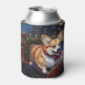 Corgi Kerstmis Feestelijk Seizoen Blikjeskoeler (Blikje Voorkant)