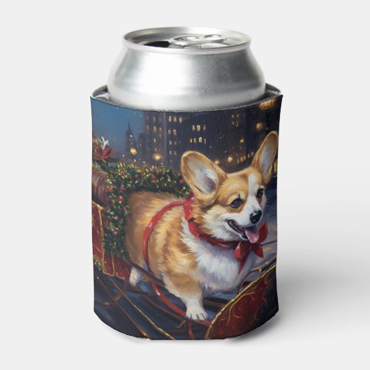 Corgi Kerstmis Feestelijk Seizoen Blikjeskoeler (Blikje Voorkant)