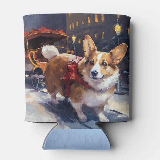 Corgi Kerstmis Feestelijk Seizoen Blikjeskoeler (Achterkant)