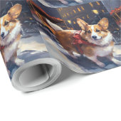 Corgi Kerstmis Feestelijk Seizoen Cadeaupapier (Rol Hoek)