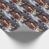 Corgi Kerstmis Feestelijk Seizoen Cadeaupapier (Hoek)