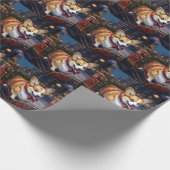 Corgi Kerstmis Feestelijk Seizoen Cadeaupapier (Hoek)